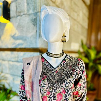 Stitched Digital Printed Dhanak |Three-Piece Suit | Multi-Season Party Wear