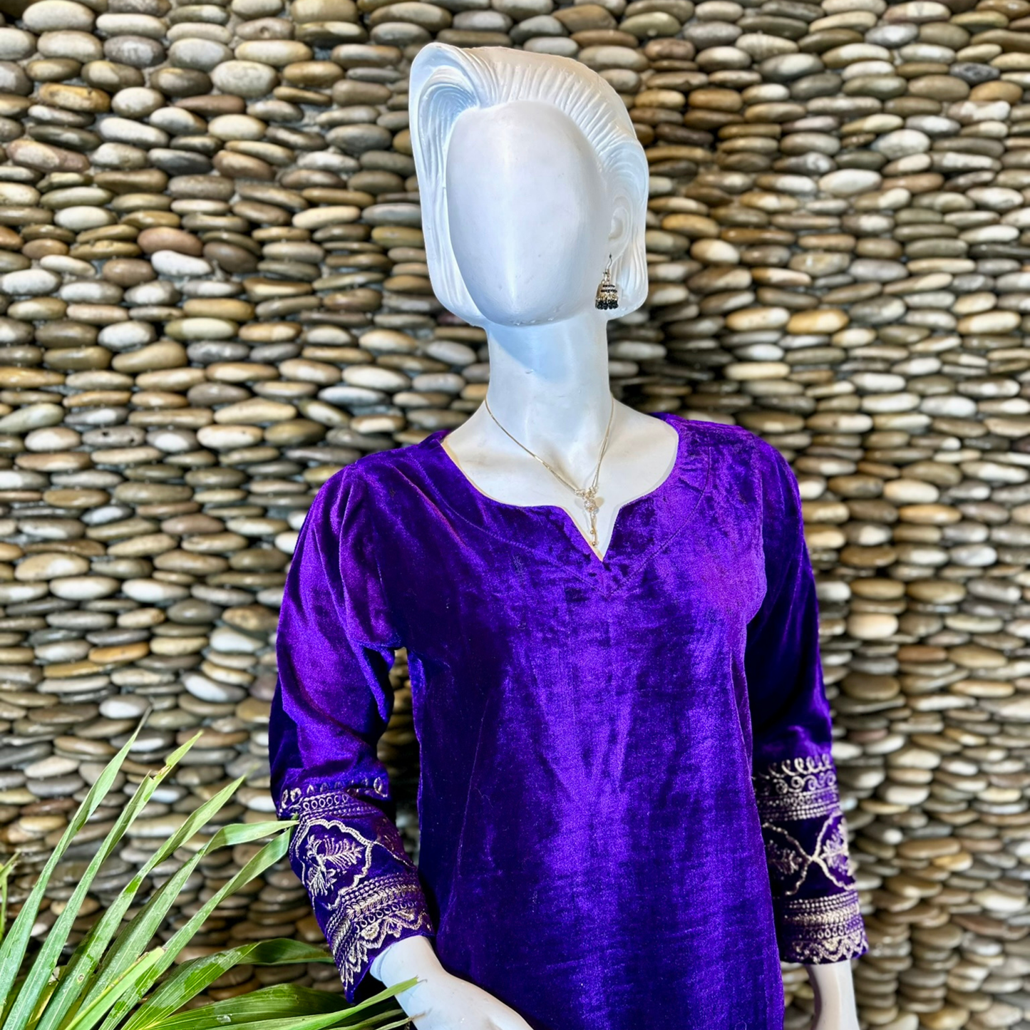 Ready-to-Wear Purple Velvet Zari Embroidered Suit with Organza Dupatta & Silk Palazzo