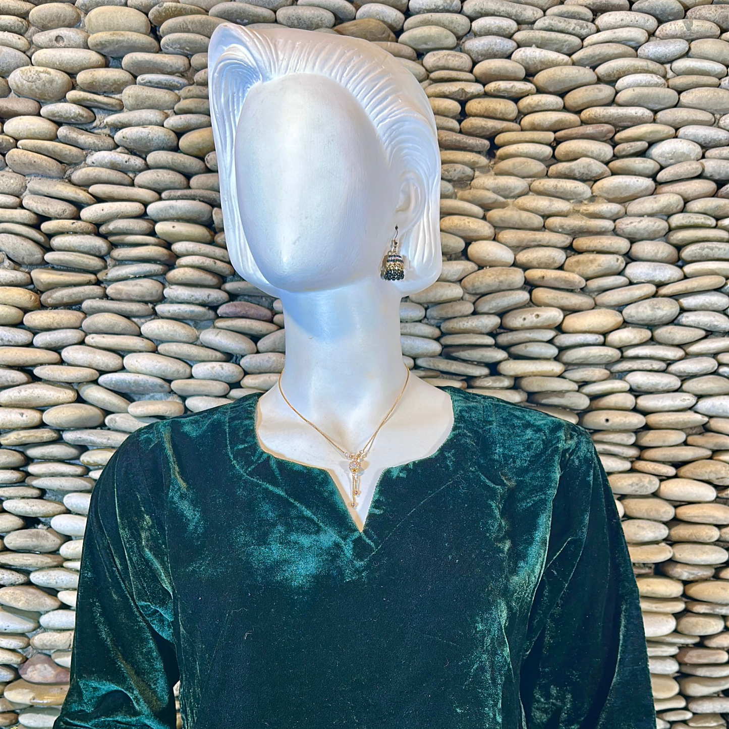 Ready-to-Wear Bottle Green Velvet Zari Embroidered Suit with Organza Dupatta & Silk Palazzo