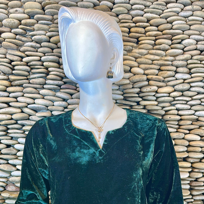 Ready-to-Wear Bottle Green Velvet Zari Embroidered Suit with Organza Dupatta & Silk Palazzo