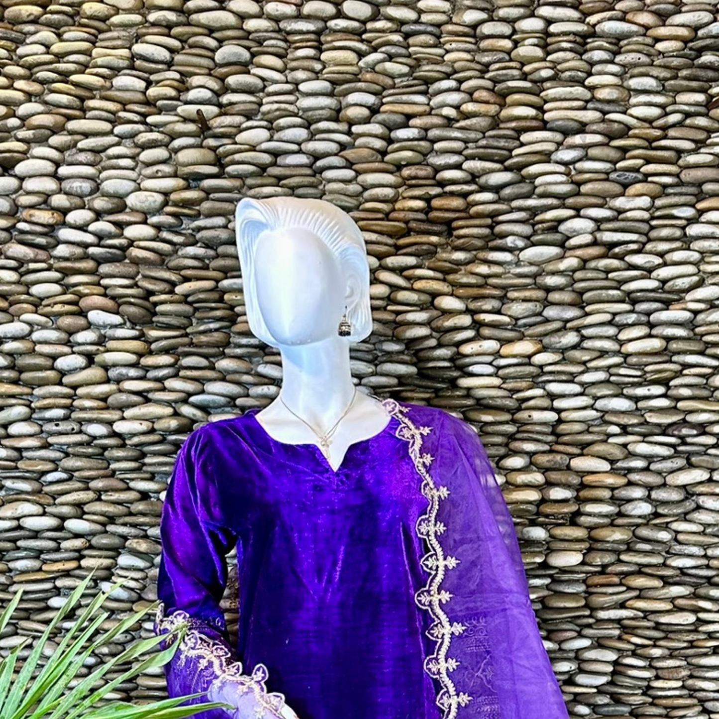 Ready-to-Wear Purple Velvet Zari Embroidered Suit with Organza Dupatta & Silk Palazzo