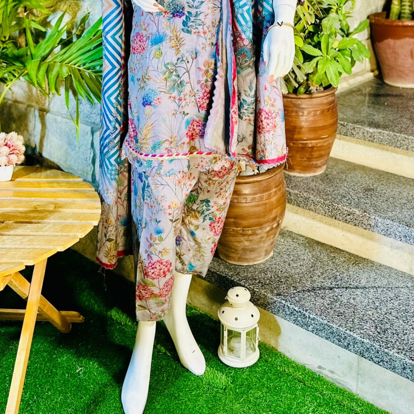 Stitched Digital Printed Dhanak |Three-Piece Suit | Multi-Season Party Wear