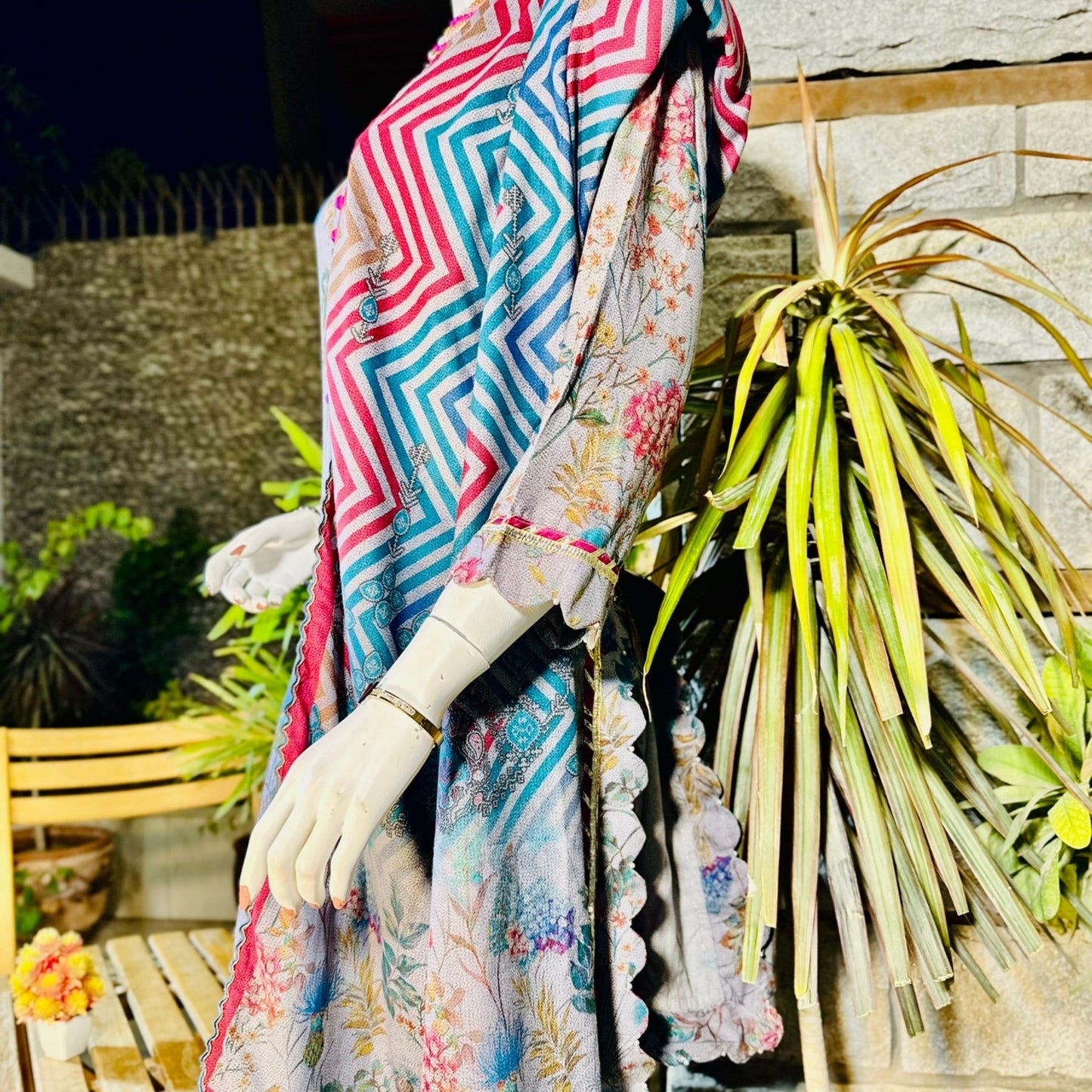 Stitched Digital Printed Dhanak |Three-Piece Suit | Multi-Season Party Wear